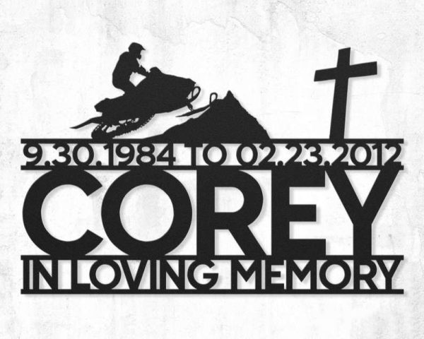 Personalized Snowmobile Memorial Sign Skiing Remembrance In Loving Memory Custom Metal Sign
