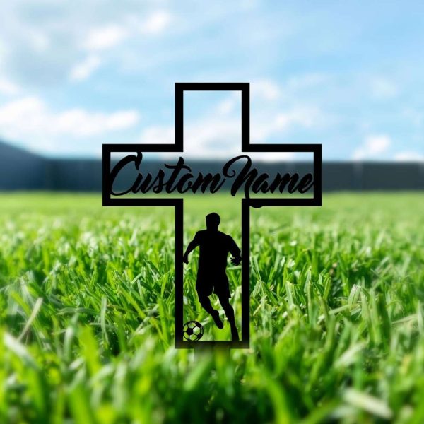 Personalized Soccer Player Memorial Sign Yard Stakes Grave Marker Cemetery Decor Custom Metal Sign