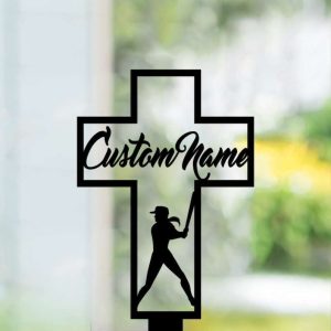 Personalized Softball Player Memorial Sign Yard Stakes Softball Grave Marker Cemetery Decor Custom Metal Sign
