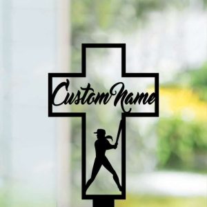 Personalized Softball Player Memorial Sign Yard Stakes Softball Grave Marker Cemetery Decor Custom Metal Sign 2