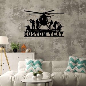 Personalized Soldier Military and Helicopter Sign Independence Day Veteran Day Patriotic Decor Custom Metal Sign 1