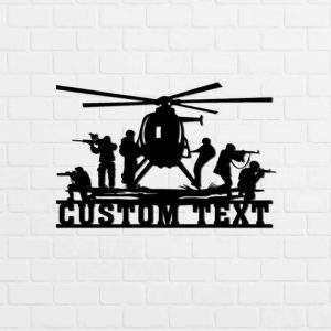 Personalized Soldier Military and Helicopter Sign Independence Day Veteran Day Patriotic Decor Custom Metal Sign