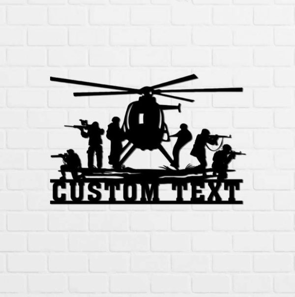 Personalized Soldier Military and Helicopter Sign Independence Day Veteran Day Patriotic Decor Custom Metal Sign