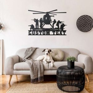 Personalized Soldier Military and Helicopter Sign Independence Day Veteran Day Patriotic Decor Custom Metal Sign 4