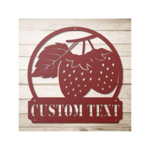 Personalized Strawberry Garden Yard Decorative Custom Metal Sign Housewarming Gift