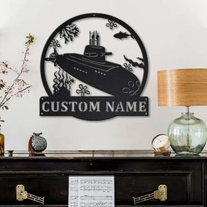 Personalized Submarine Monogram Sign Independence Day Veteran Day Patriotic Decor Gift Custom Metal Sign 4