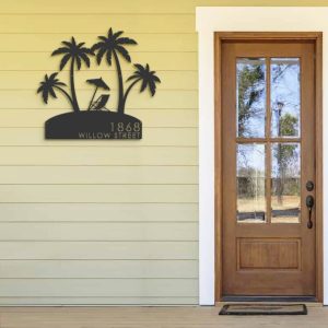 Personalized Summer Beach Scene Address Sign House Number Plaque Custom Metal Sign 2