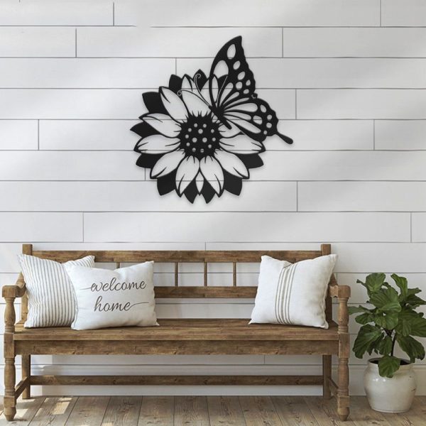 Personalized Sunflower Butterfly Farmhouse Decorative Garden Custom Metal Sign