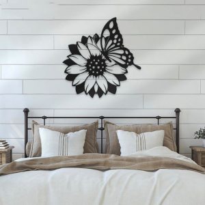 Personalized Sunflower Butterfly Farmhouse Decorative Garden Custom Metal Sign