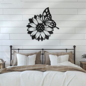 Personalized Sunflower Butterfly Farmhouse Decorative Garden Custom Metal Sign 2