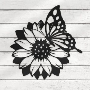 Personalized Sunflower Butterfly Farmhouse Decorative Garden Custom Metal Sign