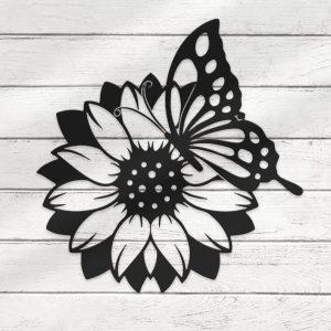 Personalized Sunflower Butterfly Farmhouse Decorative Garden Custom Metal Sign 3