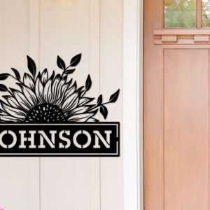 Personalized Sunflower Family Name Sign Garden Decorative Custom Metal Sign Housewarming Gift