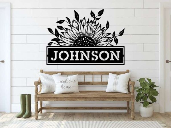 Personalized Sunflower Family Name Sign Garden Decorative Custom Metal Sign Housewarming Gift