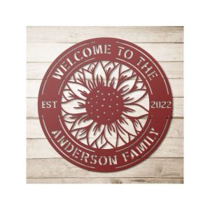 Personalized Sunflower Garden Welcome Decorative Custom Metal Sign Housewarming Gift