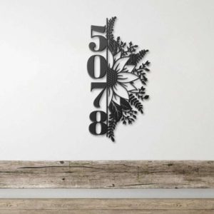 Personalized Sunflower Vertical Address Sign House Number Plaque Custom Metal Sign
