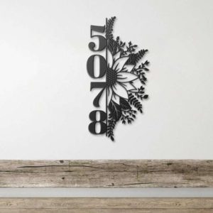 Personalized Sunflower Vertical Address Sign House Number Plaque Custom Metal Sign 3