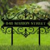 Personalized Swirl Address Sign with Stakes Lan Yard House Number Plaque Custom Metal Sign 2