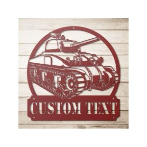 Personalized Tank Sign Independence Day Veteran Day Patriotic Decor Gift Custom Metal Sign 1