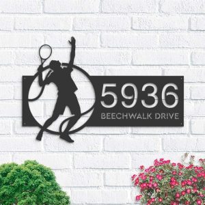 Personalized Tennis Player Address Sign House Number Plaque Custom Metal Sign 1