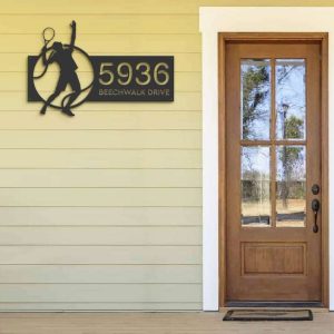 Personalized Tennis Player Address Sign House Number Plaque Custom Metal Sign 3