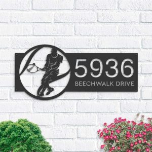 Personalized Tennis Player Sport Address Sign House Number Plaque Custom Metal Sign 1