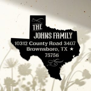 Personalized Texas Map Custom State USA Address Sign House Number Plaque Custom Metal Sign 2