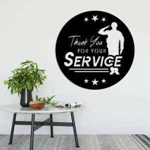 Personalized Thank You For Your Service Sign Independence Day Veteran Day Patriotic Decor Gift Custom Metal Sign