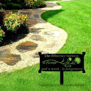 Personalized The Different Between A Flower and A Weed Funny Garden Decorative Custom Metal Sign 2