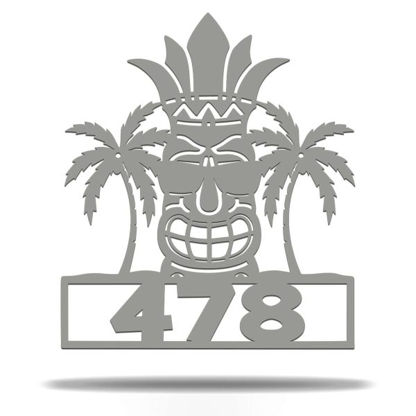 Personalized Tiki Hawaii Palm Tree Beach House Decor Address Sign House Number Plaque Custom Metal Sign