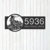 Personalized Train Railroad Railway Address Sign House Number Plaque Custom Metal Sign 2 1