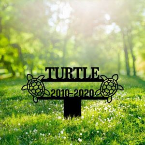 Personalized Turtle Tortoise Memorial Sign Yard Stakes Turtle Cross Grave Marker Cemetery Decor Custom Metal Sign 3