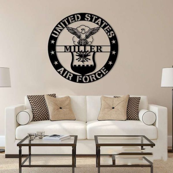 Personalized US Air Force Military Sign Independence Day Veteran Day Patriotic Decor Custom Metal Sign