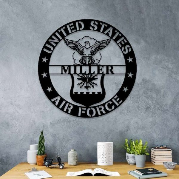 Personalized US Air Force Military Sign Independence Day Veteran Day Patriotic Decor Custom Metal Sign