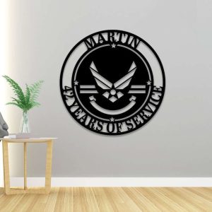 Personalized US Air Force Sign Years of Service Independence Day Veteran Day Patriotic Decor Custom Metal Sign