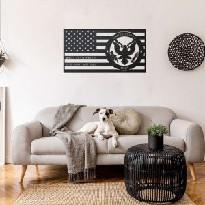 Personalized US Army American Flag Sign Independence Day Veteran Day Patriotic Decor Custom Metal Sign