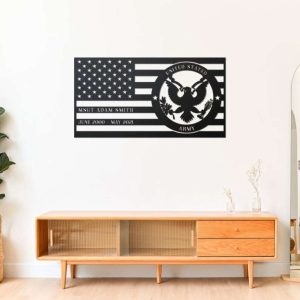 Personalized US Army American Flag Sign Independence Day Veteran Day Patriotic Decor Custom Metal Sign 3