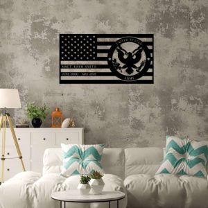 Personalized US Army American Flag Sign Independence Day Veteran Day Patriotic Decor Custom Metal Sign 4