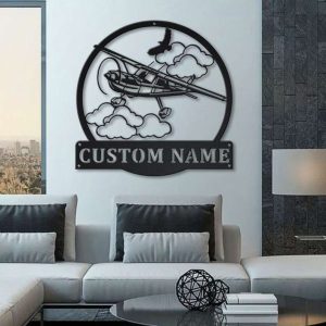 Personalized US Army Helicopter US Flag Sign Aircraft Hangar Pilot Name Sign Airforce Patriotic Decor Gift Custom Metal Sign 4