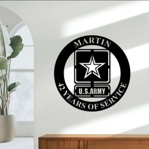 Personalized US Army Veteran Retirement Sign Independence Day Veteran Day Patriotic Decor Custom Metal Sign