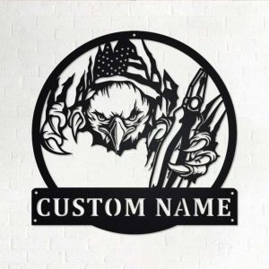 Personalized US Flag Eagle Electrician Lineman Custom Metal Sign 1