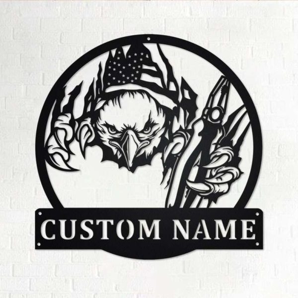 Personalized US Flag Eagle Electrician Lineman Custom Metal Sign