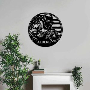 Personalized US Flag Welder Metal Sign Welder Dad Father Gifts Custom Metal Sign