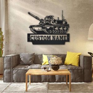 Personalized US Military Tank Sign Independence Day Veteran Day Patriotic Decor Gift Custom Metal Sign 4