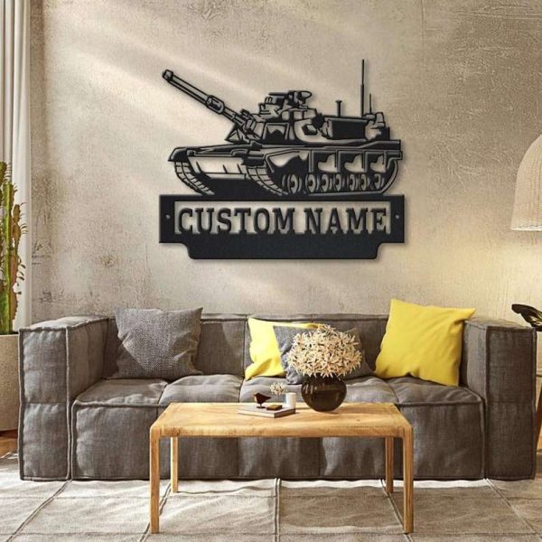 Personalized US Military Tank Sign Independence Day Veteran Day Patriotic Decor Gift Custom Metal Sign