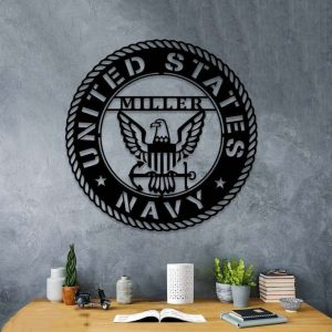 Personalized US Navy Proud Soldiers Sign Independence Day Veteran Day Patriotic Decor Custom Metal Sign 1