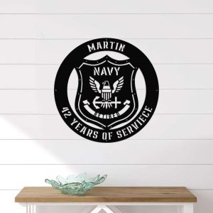 Personalized US Navy Retirement Sign Independence Day Veteran Day Patriotic Decor Custom Metal Sign