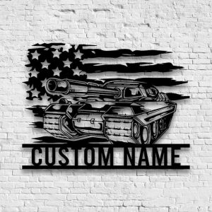 Personalized US Tank Soldier Military Sign Independence Day Veteran Day Patriotic Decor Custom Metal Sign 2