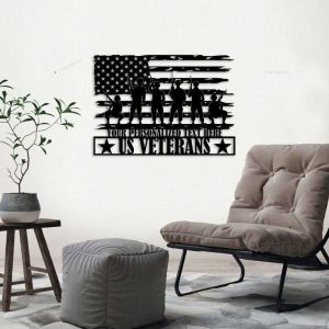 Personalized US Veterans Flag Sign Soldier Military Army Independence Day Veteran Day Patriotic Decor Custom Metal Sign