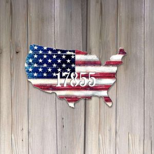 Personalized USA Flag Patriotic House Number Plaque Independence Day Veteran Day Patriotic Decor Custom Metal Sign 2